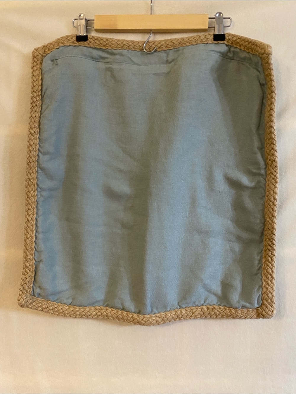 Set of 4 Pottery Barn blue 100% linen jute braid edge 20" x 20" pillow covers - Picture 10 of 15